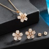 image:imageEVEVIC Fashion Cherry Blossom Necklace Earrings Set for Women 18K Gold Plated Hypoallergenic Sakura Flower Jewelry Set PinkWhite