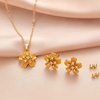 image:imageEVEVIC Fashion Cherry Blossom Necklace Earrings Set for Women 18K Gold Plated Hypoallergenic Sakura Flower Jewelry Set PinkYellow