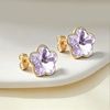 image:imageEVEVIC Flower Austrian Crystal Cute Stud Earrings for Women  14K Gold PlatedFlower Crystal with Playful CharmSecure Butterfly BackLight Up Daily OutfitsGift Box IncludedTanzanite