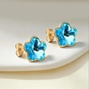 image:imageEVEVIC Flower Austrian Crystal Cute Stud Earrings for Women  14K Gold PlatedFlower Crystal with Playful CharmSecure Butterfly BackLight Up Daily OutfitsGift Box IncludedTeal Blue