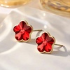 image:imageEVEVIC Flower Austrian Crystal Cute Stud Earrings for Women  14K Gold PlatedFlower Crystal with Playful CharmSecure Butterfly BackLight Up Daily OutfitsGift Box IncludedRed