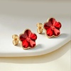 image:imageEVEVIC Flower Austrian Crystal Cute Stud Earrings for Women  14K Gold PlatedFlower Crystal with Playful CharmSecure Butterfly BackLight Up Daily OutfitsGift Box IncludedRed