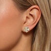 image:imageEVEVIC Flower Austrian Crystal Cute Stud Earrings for Women  14K Gold PlatedFlower Crystal with Playful CharmSecure Butterfly BackLight Up Daily OutfitsGift Box IncludedLight Topaz