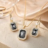 image:imageEVEVIC Octagon Austrian Crystal Necklace and Earrings Jewelry Set for Women  14K GoldPlatedOctagonCut Crystal with CZ Halo ShineAdjustable Chain FitElegant Sets for Weddings and GalasGift BoxBlack Crystal