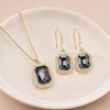 image:imageEVEVIC Octagon Austrian Crystal Necklace and Earrings Jewelry Set for Women  14K GoldPlatedOctagonCut Crystal with CZ Halo ShineAdjustable Chain FitElegant Sets for Weddings and GalasGift BoxBlack Crystal
