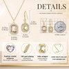 image:imageEVEVIC Octagon Austrian Crystal Necklace and Earrings Jewelry Set for Women  14K GoldPlatedOctagonCut Crystal with CZ Halo ShineAdjustable Chain FitElegant Sets for Weddings and GalasGift BoxLight Topaz