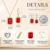 image:imageEVEVIC Octagon Austrian Crystal Necklace and Earrings Jewelry Set for Women  14K GoldPlatedOctagonCut Crystal with CZ Halo ShineAdjustable Chain FitElegant Sets for Weddings and GalasGift BoxRed