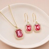 image:imageEVEVIC Octagon Austrian Crystal Necklace and Earrings Jewelry Set for Women  14K GoldPlatedOctagonCut Crystal with CZ Halo ShineAdjustable Chain FitElegant Sets for Weddings and GalasGift BoxRose Pink