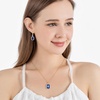 image:imageEVEVIC Octagon Austrian Crystal Necklace and Earrings Jewelry Set for Women  14K GoldPlatedOctagonCut Crystal with CZ Halo ShineAdjustable Chain FitElegant Sets for Weddings and GalasGift BoxSapphire