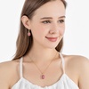 image:imageEVEVIC Octagon Austrian Crystal Necklace and Earrings Jewelry Set for Women  14K GoldPlatedOctagonCut Crystal with CZ Halo ShineAdjustable Chain FitElegant Sets for Weddings and GalasGift BoxRose Pink