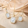 image:imageEVEVIC Octagon Austrian Crystal Necklace and Earrings Jewelry Set for Women  14K GoldPlatedOctagonCut Crystal with CZ Halo ShineAdjustable Chain FitElegant Sets for Weddings and GalasGift BoxClear White
