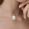 image:imageEVEVIC Octagon Austrian Crystal Pendant Necklace for Women  14K GoldPlatedOctagonCut Crystal with Zircon HaloAdjustable ChainGift Box IncludedFor Weddings And Daily WearAurora Borealis