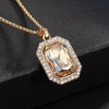 image:imageEVEVIC Octagon Austrian Crystal Pendant Necklace for Women  14K GoldPlatedOctagonCut Crystal with Zircon HaloAdjustable ChainGift Box IncludedFor Weddings And Daily WearLight Topaz