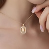 image:imageEVEVIC Octagon Austrian Crystal Pendant Necklace for Women  14K GoldPlatedOctagonCut Crystal with Zircon HaloAdjustable ChainGift Box IncludedFor Weddings And Daily WearLight Topaz