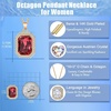image:imageEVEVIC Octagon Austrian Crystal Pendant Necklace for Women  14K GoldPlatedOctagonCut Crystal with Zircon HaloAdjustable ChainGift Box IncludedFor Weddings And Daily WearRose Pink
