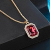 image:imageEVEVIC Octagon Austrian Crystal Pendant Necklace for Women  14K GoldPlatedOctagonCut Crystal with Zircon HaloAdjustable ChainGift Box IncludedFor Weddings And Daily WearRose Pink