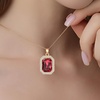 image:imageEVEVIC Octagon Austrian Crystal Pendant Necklace for Women  14K GoldPlatedOctagonCut Crystal with Zircon HaloAdjustable ChainGift Box IncludedFor Weddings And Daily WearRose Pink