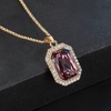 image:imageEVEVIC Octagon Austrian Crystal Pendant Necklace for Women  14K GoldPlatedOctagonCut Crystal with Zircon HaloAdjustable ChainGift Box IncludedFor Weddings And Daily WearAntique Pink