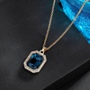 image:imageEVEVIC Octagon Austrian Crystal Pendant Necklace for Women  14K GoldPlatedOctagonCut Crystal with Zircon HaloAdjustable ChainGift Box IncludedFor Weddings And Daily WearDark Blue
