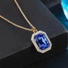 image:imageEVEVIC Octagon Austrian Crystal Pendant Necklace for Women  14K GoldPlatedOctagonCut Crystal with Zircon HaloAdjustable ChainGift Box IncludedFor Weddings And Daily WearSapphire