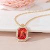 image:imageEVEVIC Octagon Austrian Crystal Pendant Necklace for Women  14K GoldPlatedOctagonCut Crystal with Zircon HaloAdjustable ChainGift Box IncludedFor Weddings And Daily WearRed