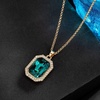 image:imageEVEVIC Octagon Austrian Crystal Pendant Necklace for Women  14K GoldPlatedOctagonCut Crystal with Zircon HaloAdjustable ChainGift Box IncludedFor Weddings And Daily WearEmerald