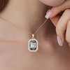image:imageEVEVIC Octagon Austrian Crystal Pendant Necklace for Women  14K GoldPlatedOctagonCut Crystal with Zircon HaloAdjustable ChainGift Box IncludedFor Weddings And Daily WearBlack Crystal