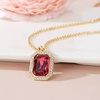 image:imageEVEVIC Octagon Austrian Crystal Pendant Necklace for Women  14K GoldPlatedOctagonCut Crystal with Zircon HaloAdjustable ChainGift Box IncludedFor Weddings And Daily WearRose Pink