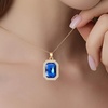 image:imageEVEVIC Octagon Austrian Crystal Pendant Necklace for Women  14K GoldPlatedOctagonCut Crystal with Zircon HaloAdjustable ChainGift Box IncludedFor Weddings And Daily WearSapphire