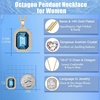 image:imageEVEVIC Octagon Austrian Crystal Pendant Necklace for Women  14K GoldPlatedOctagonCut Crystal with Zircon HaloAdjustable ChainGift Box IncludedFor Weddings And Daily WearDark Blue