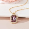 image:imageEVEVIC Octagon Austrian Crystal Pendant Necklace for Women  14K GoldPlatedOctagonCut Crystal with Zircon HaloAdjustable ChainGift Box IncludedFor Weddings And Daily WearAntique Pink