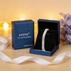 image:imageEVEVIC Rectangle Austrian Crystal Tennis Bracelet for Women  14K GoldPlatedSmooth Slider ClaspAdjustable Chain for a Perfect Wrist FitGift Box Brighten Daily Date and Party LooksWhite ClearSilvertone