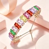 image:imageEVEVIC Rectangle Austrian Crystal Tennis Bracelet for Women  14K GoldPlatedSmooth Slider ClaspAdjustable Chain for a Perfect Wrist FitGift Box Brighten Daily Date and Party LooksRainbowGoldtone