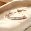 image:imageEVEVIC Rectangle Austrian Crystal Tennis Bracelet for Women  14K GoldPlatedSmooth Slider ClaspAdjustable Chain for a Perfect Wrist FitGift Box Brighten Daily Date and Party LooksWhite ClearGoldtone