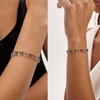 image:imageEVEVIC Rectangle Austrian Crystal Tennis Bracelet for Women  14K GoldPlatedSmooth Slider ClaspAdjustable Chain for a Perfect Wrist FitGift Box Brighten Daily Date and Party LooksRainbowGoldtone