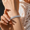 image:imageEVEVIC Rectangle Austrian Crystal Tennis Bracelet for Women  14K GoldPlatedSmooth Slider ClaspAdjustable Chain for a Perfect Wrist FitGift Box Brighten Daily Date and Party LooksWhite ClearSilvertone