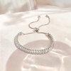 image:imageEVEVIC Rectangle Austrian Crystal Tennis Bracelet for Women  14K GoldPlatedSmooth Slider ClaspAdjustable Chain for a Perfect Wrist FitGift Box Brighten Daily Date and Party LooksWhite ClearSilvertone