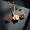 image:imageEVEVIC Rose Flower Necklace Earrings Set for Women 18K Gold Plated Hypoallergenic Jewelry Sets