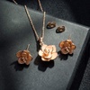 image:imageEVEVIC Rose Flower Necklace Earrings Set for Women 18K Gold Plated Hypoallergenic Jewelry Sets