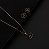 image:imageEVEVIC Rose Flower Necklace Earrings Set for Women 18K Gold Plated Hypoallergenic Jewelry SetsBlack