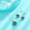 image:imageEVEVIC Rose Flower Necklace Earrings Set for Women 18K Gold Plated Hypoallergenic Jewelry SetsGreen