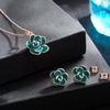 image:imageEVEVIC Rose Flower Necklace Earrings Set for Women 18K Gold Plated Hypoallergenic Jewelry SetsGreen