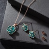 image:imageEVEVIC Rose Flower Necklace Earrings Set for Women 18K Gold Plated Hypoallergenic Jewelry SetsGreen