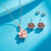 image:imageEVEVIC Rose Flower Necklace Earrings Set for Women 18K Gold Plated Hypoallergenic Jewelry SetsPink  Rose Goldtone