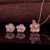 image:imageEVEVIC Rose Flower Necklace Earrings Set for Women 18K Gold Plated Hypoallergenic Jewelry SetsPink  Rose Goldtone