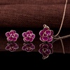image:imageEVEVIC Rose Flower Necklace Earrings Set for Women 18K Gold Plated Hypoallergenic Jewelry SetsPurple  Rose Goldtone