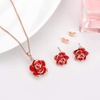 image:imageEVEVIC Rose Flower Necklace Earrings Set for Women 18K Gold Plated Hypoallergenic Jewelry SetsRed
