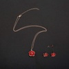 image:imageEVEVIC Rose Flower Necklace Earrings Set for Women 18K Gold Plated Hypoallergenic Jewelry SetsRed