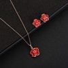 image:imageEVEVIC Rose Flower Necklace Earrings Set for Women 18K Gold Plated Hypoallergenic Jewelry SetsRed