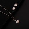 image:imageEVEVIC Rose Flower Necklace Earrings Set for Women 18K Gold Plated Hypoallergenic Jewelry SetsWhite